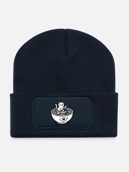 Mignon Noudle Soup Chat - Beanie recyclé à patch - bleu marine