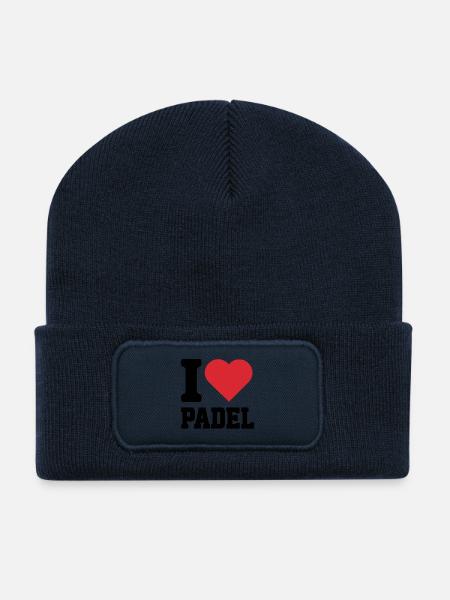 J’adore le padel - Beanie recyclé à patch - bleu marine