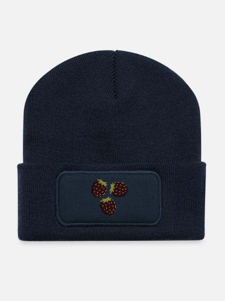 Berry Delight Illustratives Design - Recycelte Patch Beanie - French Navy