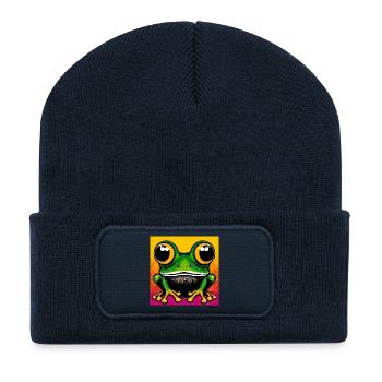 grenouille - Beanie recyclé à patch - bleu marine - Devant