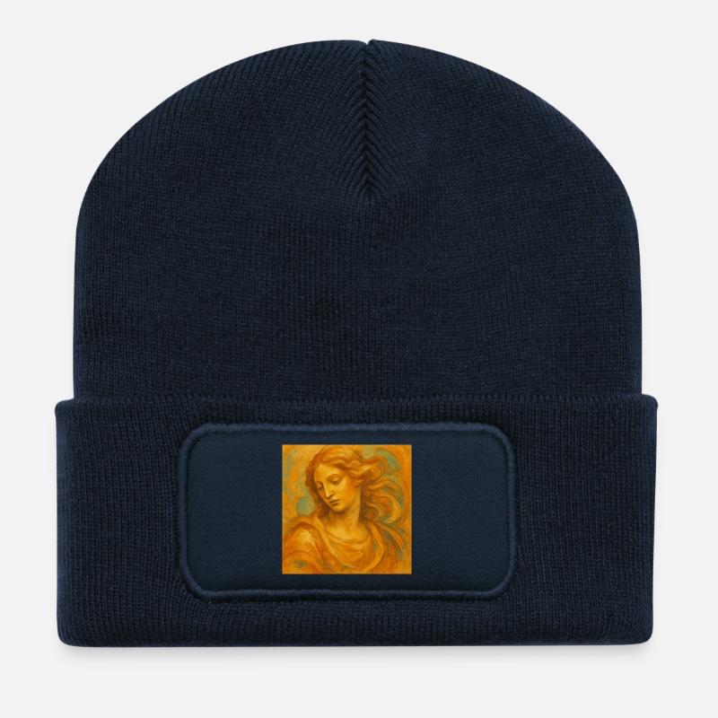 Portrait doré de la Renaissance - Beanie recyclé à patch - bleu marine