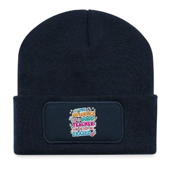 Inspiration Enseignant Citation Cadeau Enseignants - Beanie recyclé à patch - bleu marine - Devant