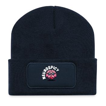 Neurospicy – Neurodivergent T-Shirt with Chilli - Recycled Patch Beanie - french navy - Front