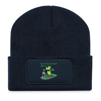 SPORT MOTIVATION DAD MUSTACHE CUCUMBER - Recycled Patch Beanie - french navy - Front