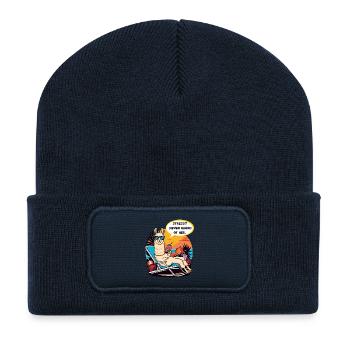 Stress? Never Heard of Her - Recycled Patch Beanie - french navy - Front