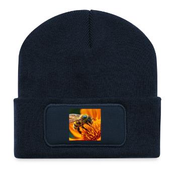 abeille - Beanie recyclé à patch - bleu marine - Devant