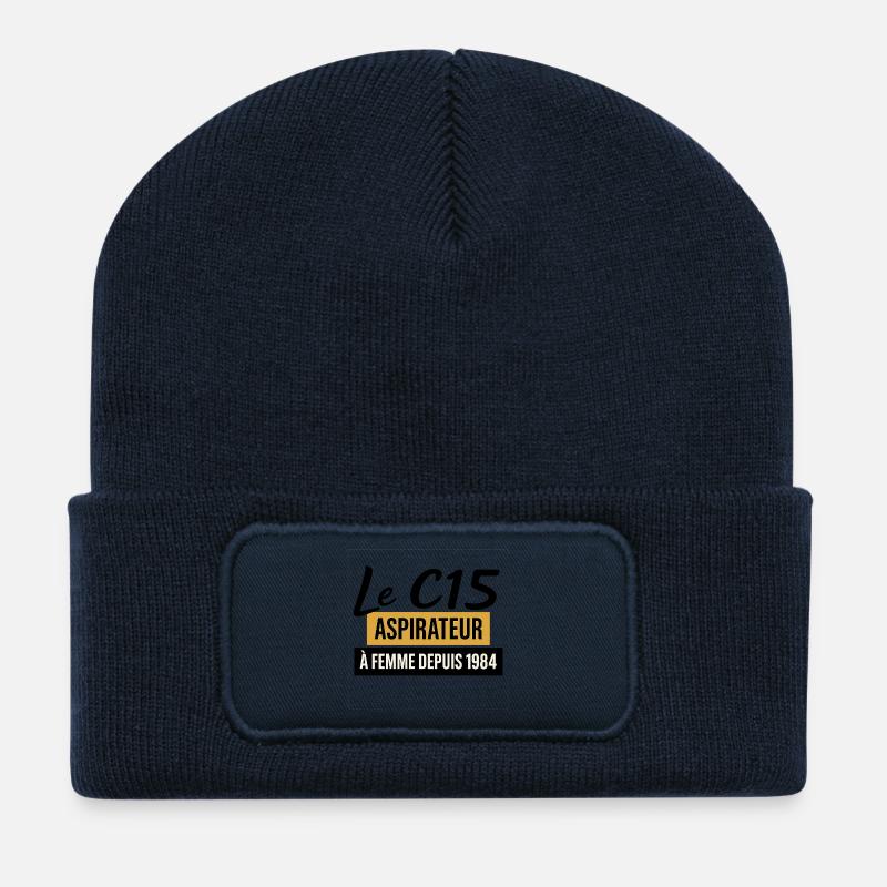 C15 - Beanie recyclé à patch - bleu marine