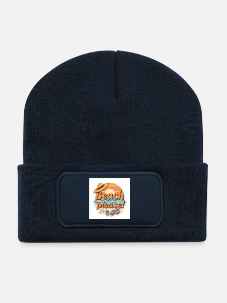 Strand Bitte Motiv - Recycelte Patch Beanie - French Navy
