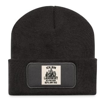 Ich bin Landwirt 80% am Tag - Recycelte Patch Beanie - Dunkelgrau - Vorne