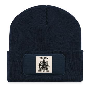 Ich bin Landwirt 80% am Tag - Recycelte Patch Beanie - French Navy - Vorne