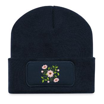 Fleur - Beanie recyclé à patch - bleu marine - Devant