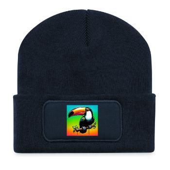 toucan - Beanie recyclé à patch - bleu marine - Devant