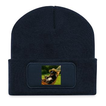 Refroidissement de la mouffette - Beanie recyclé à patch - bleu marine - Devant