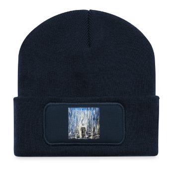 Abstract Cityscape with Rainy Night Atmosphere - Recycled Patch Beanie - french navy - Front