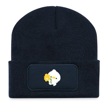 Canard romantique - Beanie recyclé à patch - bleu marine - Devant