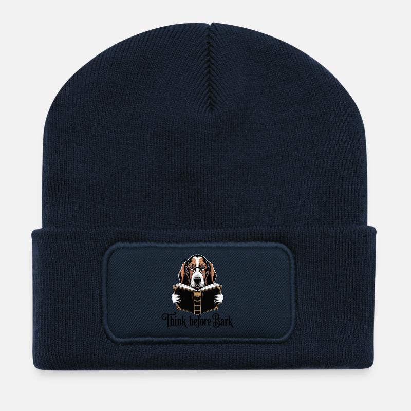 Intelligentes Hundelesebuch-Design - Recycelte Patch Beanie - French Navy