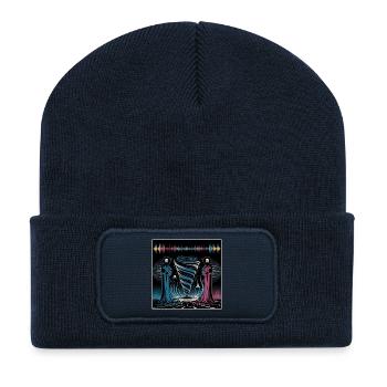 Futuristisches mystisches Spiral-Duo - Recycelte Patch Beanie - French Navy - Vorne