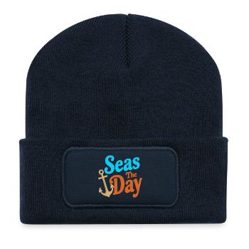 Seas The Day - Symbole de l’ancre - Beanie recyclé à patch - bleu marine - Devant