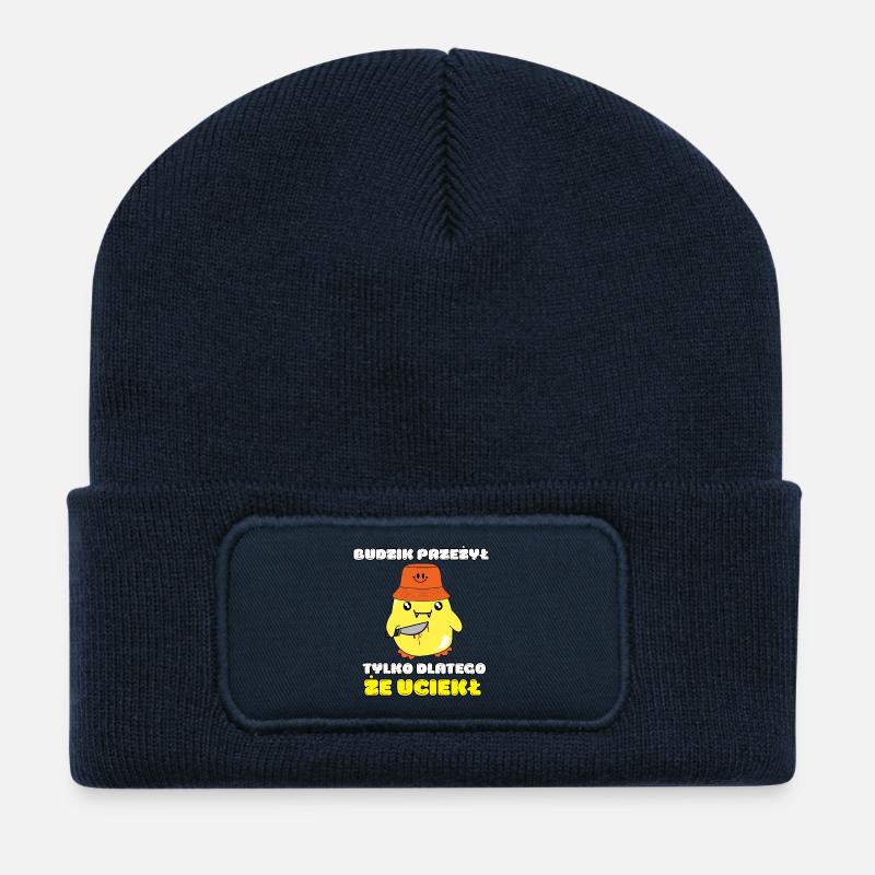 Poulet tueur du matin - Beanie recyclé à patch - bleu marine