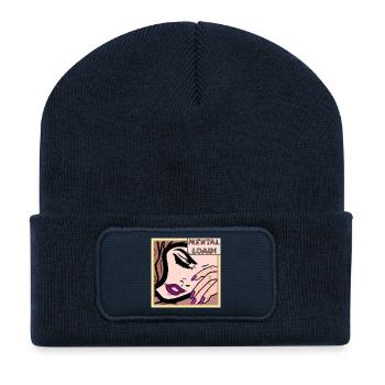 Mentale Belastung Retro Pop Art - Recycelte Patch Beanie - French Navy - Vorne