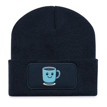 Tasse à café Happy - Beanie recyclé à patch - bleu marine - Devant