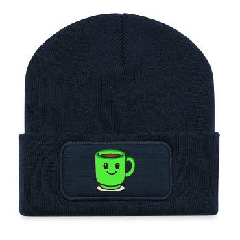 kaffeetasse-smile-cartoon - Recycelte Patch Beanie - French Navy - Vorne