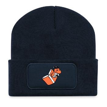 bookworm caterpillar nerd book hole geek worm read - Recycled Patch Beanie - french navy - Front