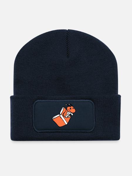 Bücherwurm Raupe Nerd Buch Loch Geek Wurm lesen - Recycelte Patch Beanie - French Navy