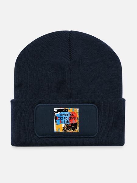 Life motto with motorcycle art - Recycled Patch Beanie - french navy