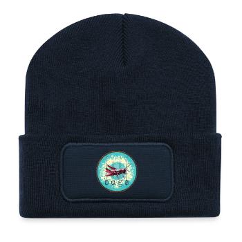 Illustration d’herbes de la jungle et de grillons - Beanie recyclé à patch - bleu marine - Devant