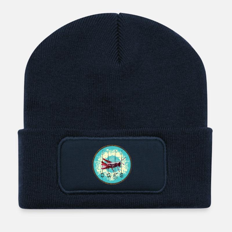 Jungle Grasses and Crickets Illustration - Recycled Patch Beanie - french navy