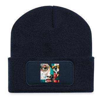 Portrait Urbain Abstrait Enfantin - Beanie recyclé à patch - bleu marine - Devant