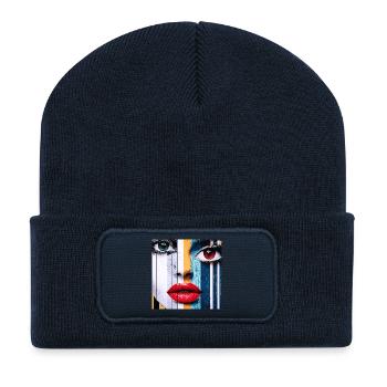 Farbenfrohes und ausdrucksstarkes Porträt - Recycelte Patch Beanie - French Navy - Vorne