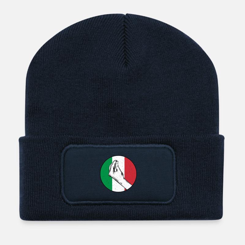 Italian Hand Gesture Italy Italian Retro - Recycled Patch Beanie - french navy