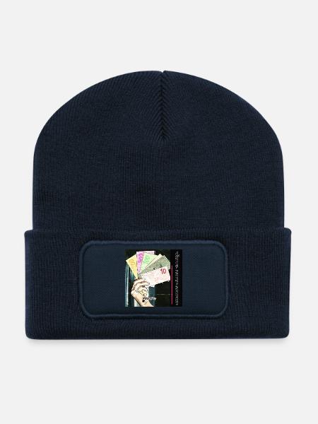 Bunte Geldscheine mit Street Art Flair - Recycelte Patch Beanie - French Navy