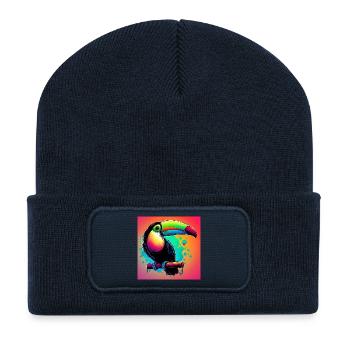 toucan - Beanie recyclé à patch - bleu marine - Devant