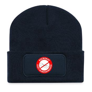 Rückgrat statt Wurstgefresse! WUNSCHFARBEN Wurst2 - Recycelte Patch Beanie - French Navy - Vorne