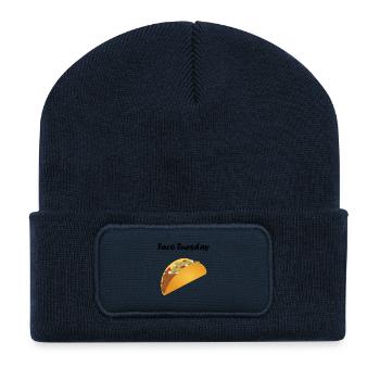 Minimalistische Taco-Illustration - Recycelte Patch Beanie - French Navy - Vorne