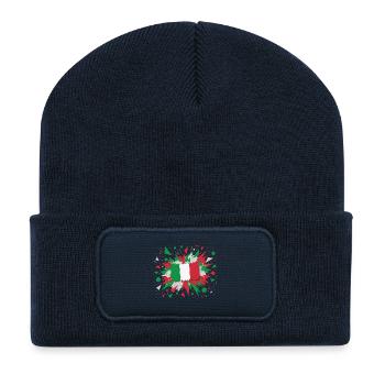 Impression d’art drapeau italien - Beanie recyclé à patch - bleu marine - Devant