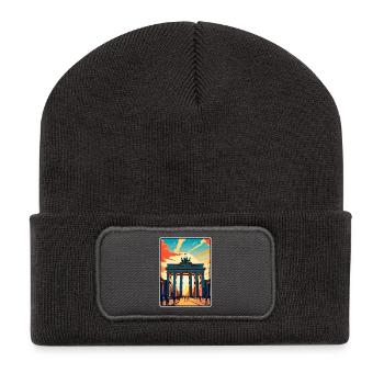 Brandenburger Tor Berlin Deutschland Reiseplakat - Recycelte Patch Beanie - Dunkelgrau - Vorne