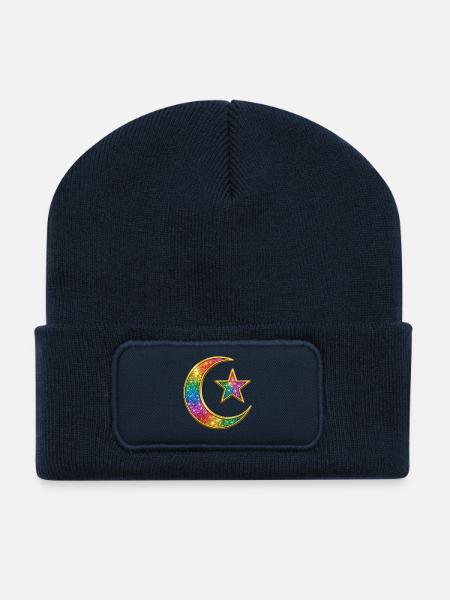 Muslime | Islam Regenbogen Himmelsmond und Stern Anstecknadel - Recycelte Patch Beanie - French Navy