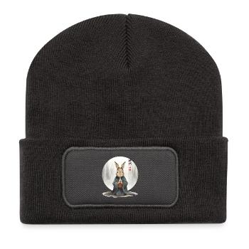Wasserfarben Hase – Zen Meditation Japanese Kunst - Recycelte Patch Beanie - Dunkelgrau - Vorne