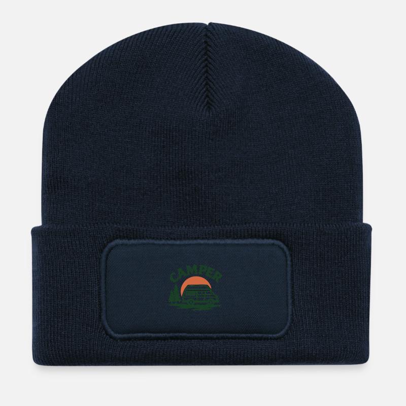 Camping Van Nature Motivation - Recycled Patch Beanie - french navy