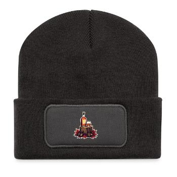 Herbstwhisky auf Stump - Recycelte Patch Beanie - Dunkelgrau - Vorne