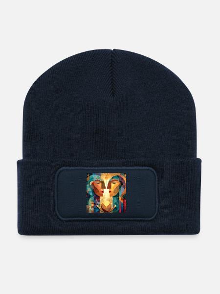 Mystisches Gleichgewichtsgesicht - Recycelte Patch Beanie - French Navy
