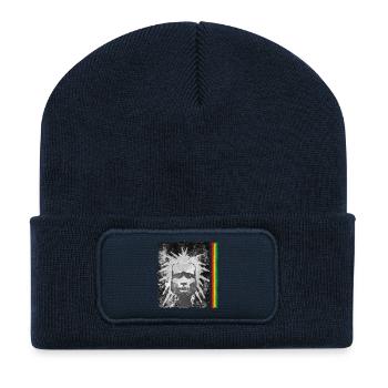 Inspiration reggae avec masque de lion - Beanie recyclé à patch - bleu marine - Devant