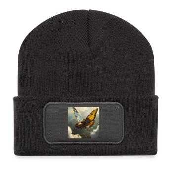 Steampunk Butterfly Adventure - Beanie recyclé à patch - charbon - Devant