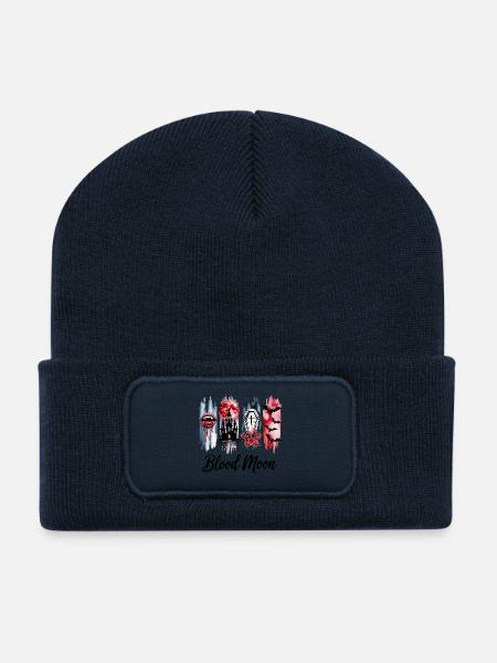 Blood Moon 4 PaneGothic Halloween Motif - Recycled Patch Beanie - french navy