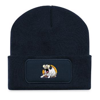 Crying Sheep with Headphones - Recycled Patch Beanie - french navy - Front