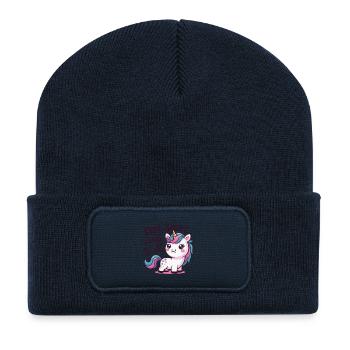 Niedlicher Einhorn-Charme mit Humor - Recycelte Patch Beanie - French Navy - Vorne